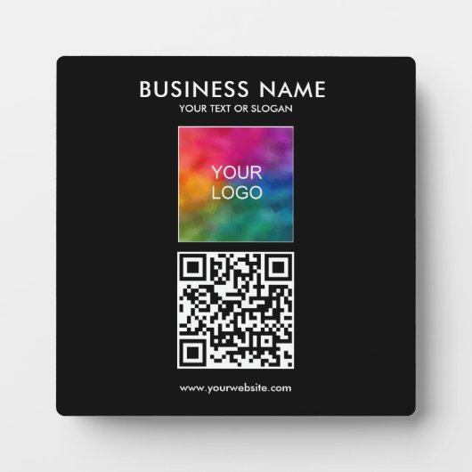 Custom Business Logo QR Code Sjabloon Square Fotoplaat (Voorkant)