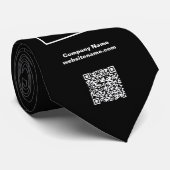 Custom Business Logo QR Code Tekst op zwart 2 zijd Stropdas (Opgerold)