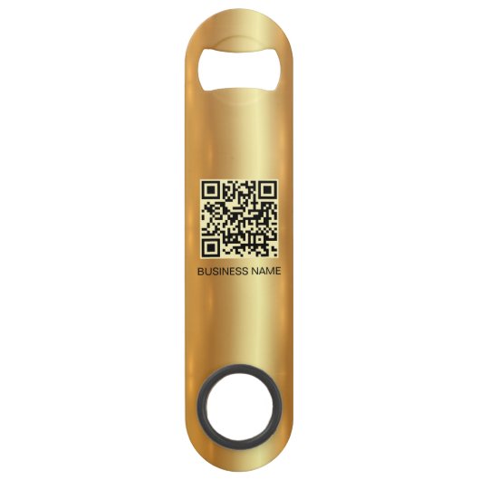Custom Business Logo QR Code Url Glamour Gold Speed Flessenopener (Achterkant)