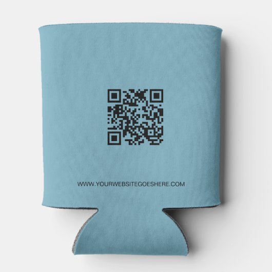 Custom Business logo QR code website blauw Blikjeskoeler (Achterkant)