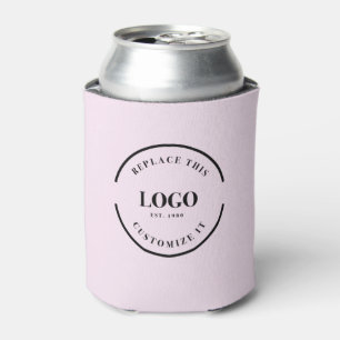 Custom Business logo QR code website roze Blikjeskoeler