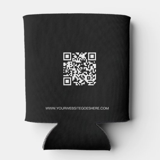 Custom Business logo QR code website zwart Blikjeskoeler (Achterkant)