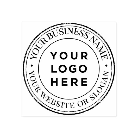 Custom Business Logo Rubber Stamp - Grunge Border Rubberstempel (Afrduk)