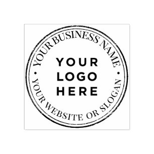 Custom Business Logo Rubber Stamp - Grunge Border Rubberstempel