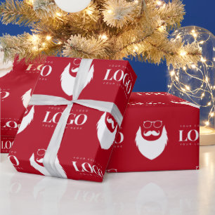Custom Business Logo Santa Claus Pattern Corporate Cadeaupapier