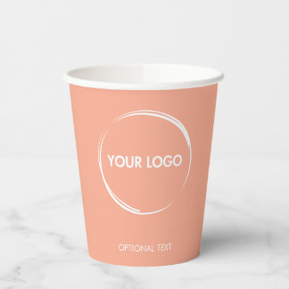 Custom Business Logo Sjabloon Peach Papieren Bekers