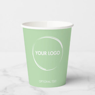 Custom Business Logo Sjabloon Sage Green Papieren Bekers