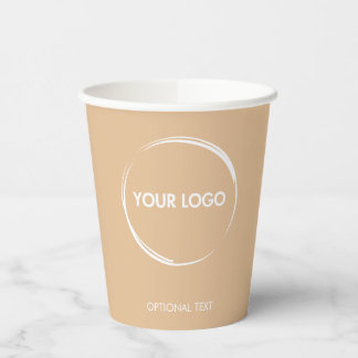 Custom Business Logo Sjabloon Tan Beige Papieren Bekers