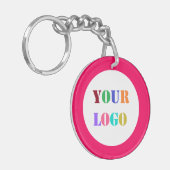 Custom Business Logo Sleutelhanger - Uw kleuren (Voorkant Links)