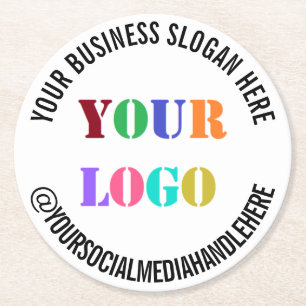 Custom Business Logo Social Media Paper Onderzette Ronde Kartonnen Onderzetter