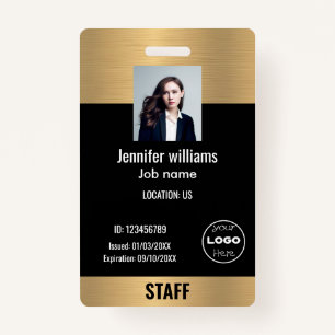 custom business logo sprankle goud & zwart Foto ID Badge