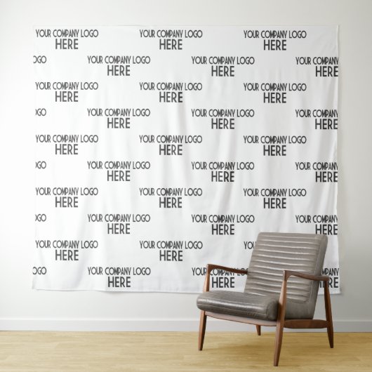 Custom Business Logo Stap & Herhaal Achtergrond Wi Wandkleed (In Situ (horizontaal))