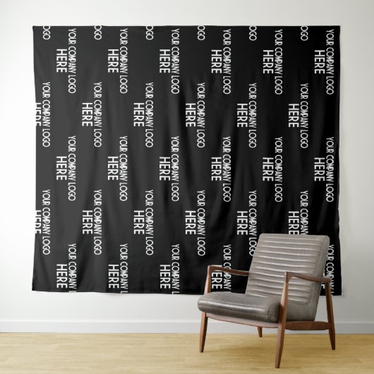 Custom Business Logo Stap & Herhaal Achtergrond Zw Wandkleed (In Situ (horizontaal))