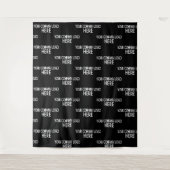 Custom Business Logo Stap & Herhaal Achtergrond Zw Wandkleed (Voorkant)