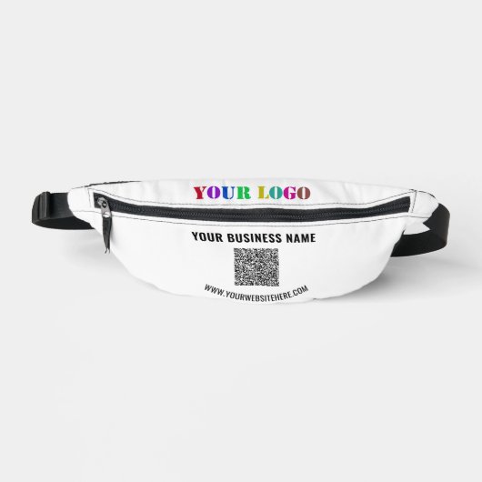 Custom Business Logo Tekst en QR Code Fanny Pack Heuptasje (Voorkant)