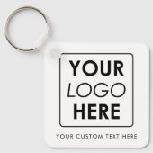 Custom Business Logo & Tekst Wit Zwart Sleutelhanger (Voorkant)