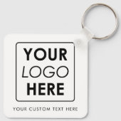 Custom Business Logo & Tekst Wit Zwart Sleutelhanger (Achterkant)