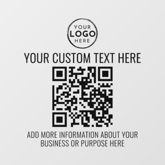 Custom Business Logo Zwart Wit QR Code Raamsticker (Vel)
