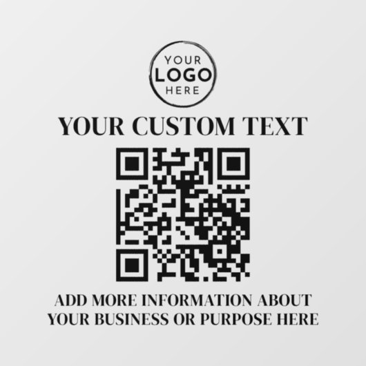 Custom Business Logo Zwart Wit Tekst QR Code Raamsticker (Vel)