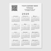 Custom Business QR Code 2026 Calendar Magnet Card (Voorkant)