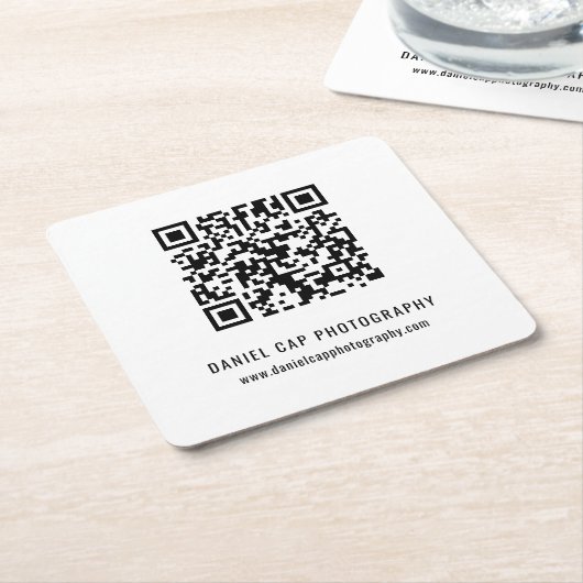 Custom Business QR Code Vierkante Kartonnen Onderzetter (Schuin)