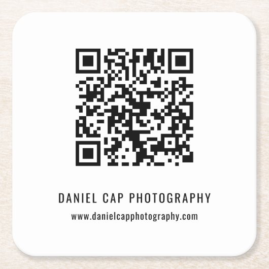Custom Business QR Code Vierkante Kartonnen Onderzetter (Voorkant)