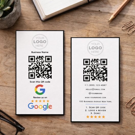Custom Business Review QR Code Logo Visitekaartje