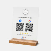 Custom Business Social Review Acrylic Sign with QR (Angle)