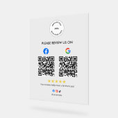 Custom Business Social Review Acrylic Sign with QR (Angle)