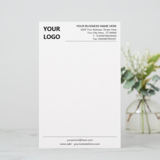 Custom Business Stationery Paper Uw eigen ontwerp Briefpapier (Staand voorkant)
