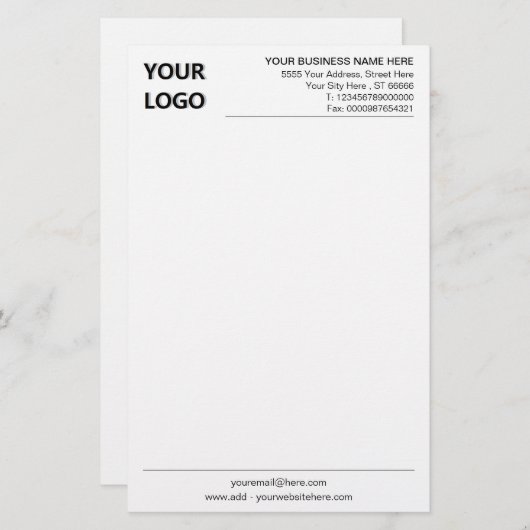 Custom Business Stationery Paper Uw eigen ontwerp Briefpapier (Voorkant / Achterkant)