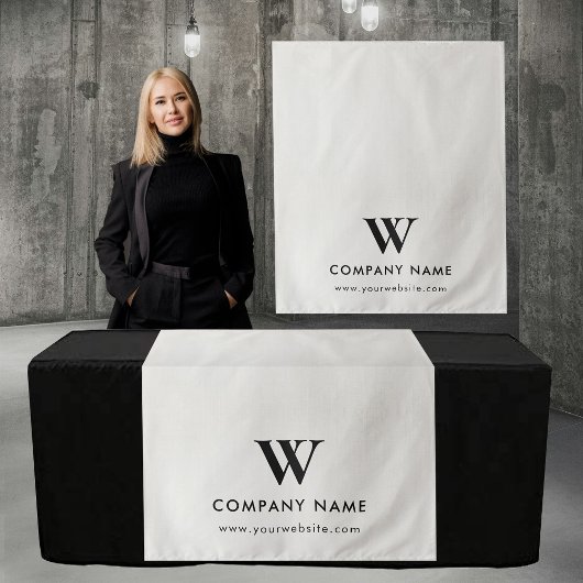 Custom Business Table Runner Banner Gray Linen Wandkleed