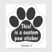 Custom by You Paw Print - Zwart Auto Venster Decal Sticker (Vel)