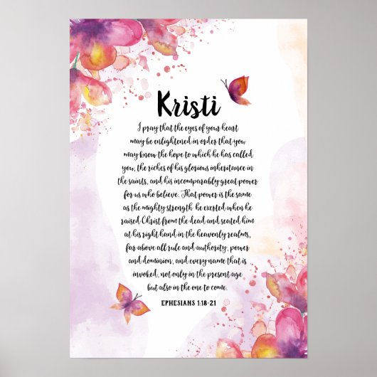 Custom Calligraphy Prayer Poster, Eph. 1:18-21 Poster (Voorkant)