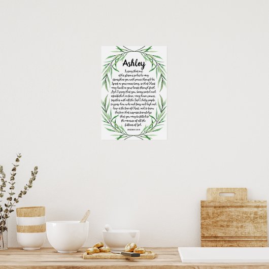Custom Calligraphy Prayer Poster, Eph. 3:16-19 Poster (Keuken)