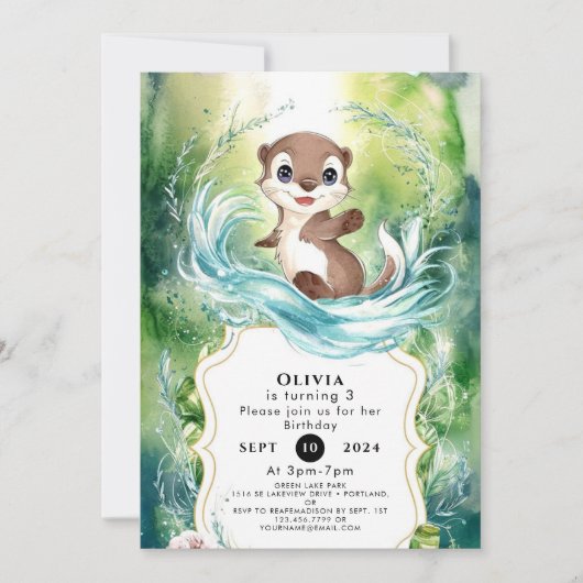 Custom Calm Otter Verjaardag Kaart (Voorkant)