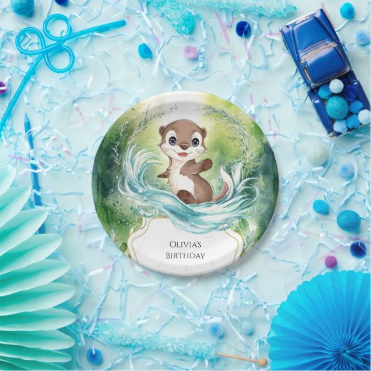 Custom Calm Otter Verjaardag Papieren Bordje (Feest)