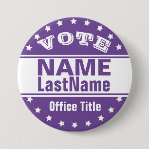 Custom Campaign Sjabloon Paarse / wit Ronde Button 7,6 Cm