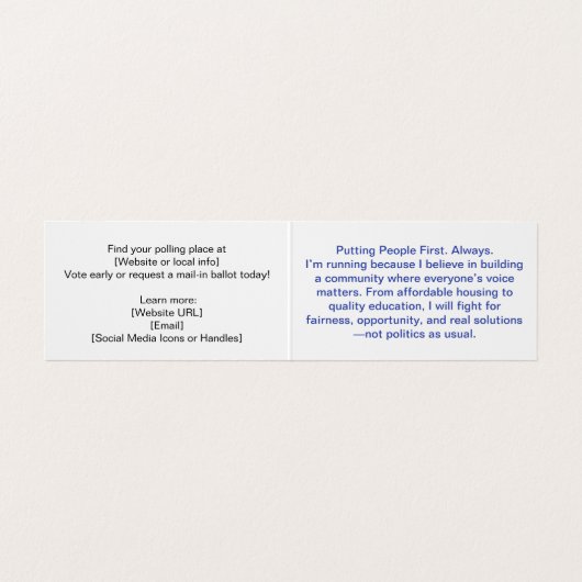 Custom Campaign Template Business Card Visitekaartjes (Binnenkant ongevouwen)