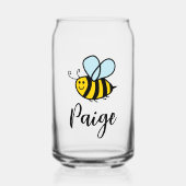 Custom can glass with happy honey bee design (Recto)