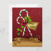 Custom Candy Cane Christmas Briefkaart (Voorkant / Achterkant)