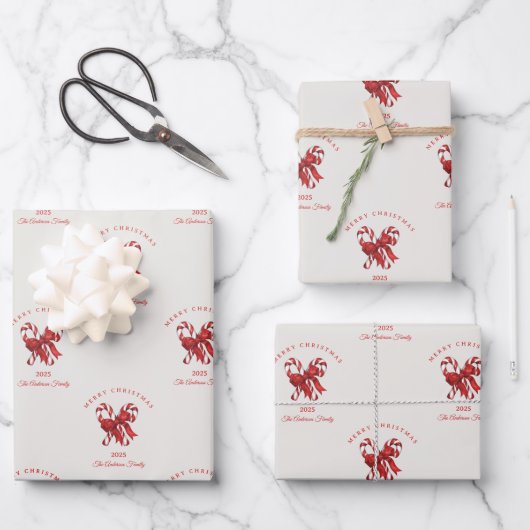 Custom candy cane Christmas red gift Inpakpapier Vel (Voorkant)