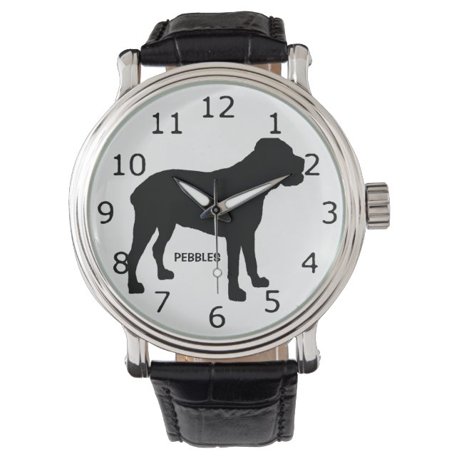 CUSTOM Cane Corso Hond Silhouet Horloge (Voorkant)