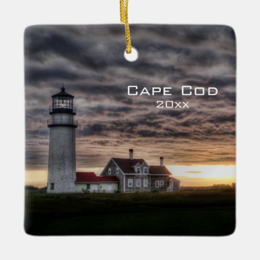 Custom Cape Cod Lighthouse Travel 2 Foto Modern Keramisch Ornament (Voorkant)
