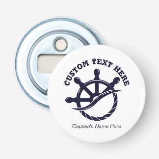 Custom Captain Boat Nautical Gift Button Flesopener