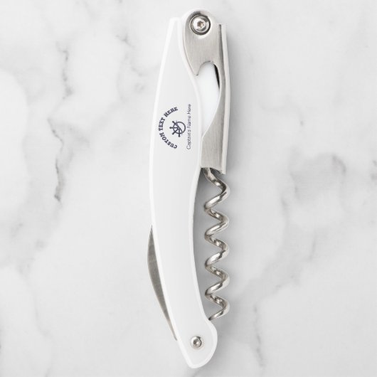 Custom Captain Boat Nautical Gift Kurkentrekker (Achterkant)