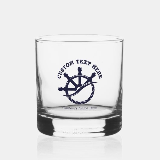 Custom Captain Boat Nautical Gift Whisky Glas (Achterkant)