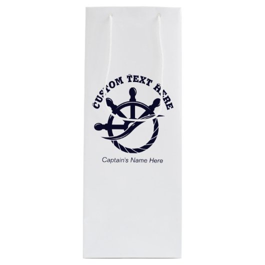 Custom Captain Boat Nautical Gift Wijn Cadeautas (Voorkant)