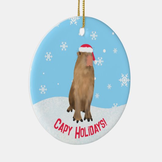 Custom Capy Feestdagen Grappig Cute Capybara Pun Keramisch Ornament (Rechts)