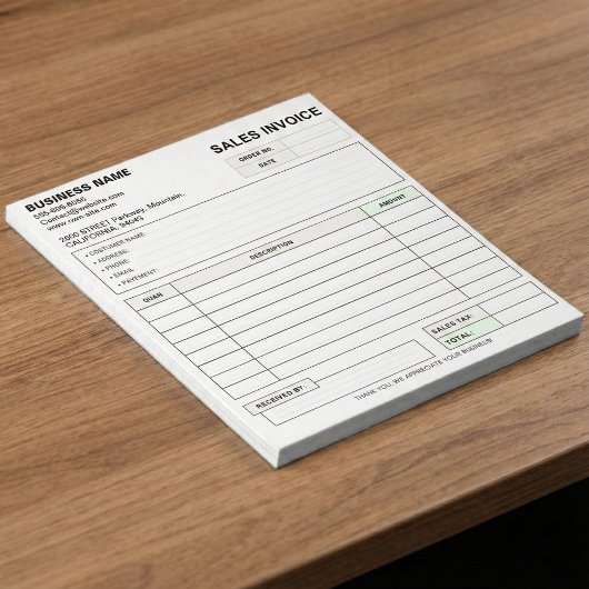 Custom Carbonless Sales Invoice Form, Company Name Notitieblok